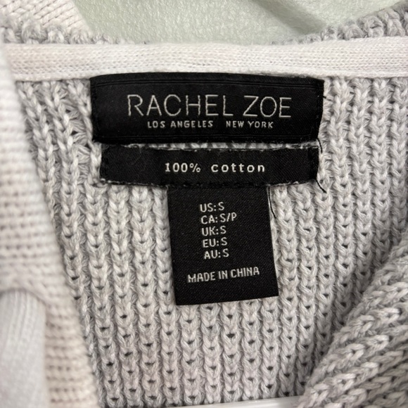 Rachel Zoe waffle knit hooded cropped sweater small grey - Picture 5 of 8